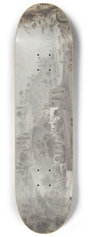 Giuseppe Zocchi - Landscape Prospect with a Buggy and a Herd of Goats 8.25 inch art skate deck