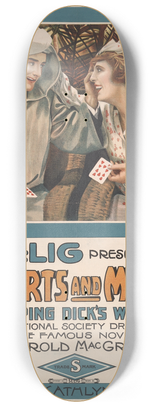 Goes Litho. Co. - Selig presents hearts and masks 8.25 inch art skate deck