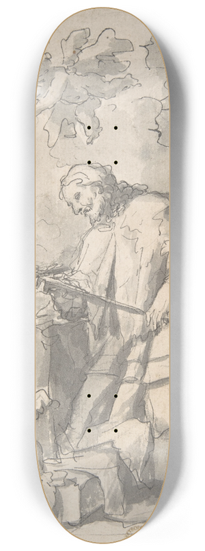 Gaspare Diziani - Saint John Nepomucen Venerating a Crucifix 8.25 inch art skate deck