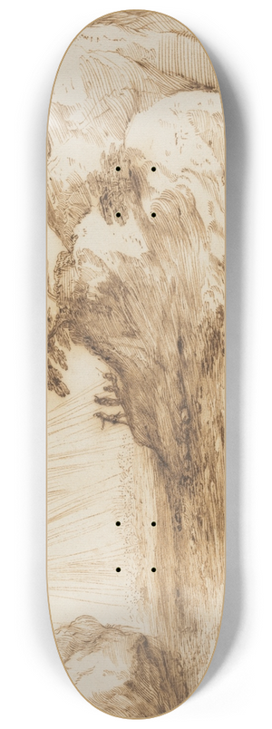 Guercino - Landscape with a Waterfall 8.25 inch art skate deck