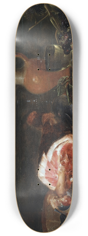 Alexander Adriaenssen - Still life with ham and grapes 8.25 inch art skate deck