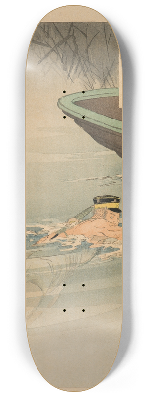 gata Gekk - Stirring Tales of the Campaign against China and the Mirror of Honor; Sergeant Kawasaki Stealing the Enemys Boat at the Daedong River 8.25 inch art skate deck