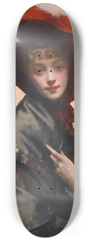 Gustave Jean Jacquet - Dame au chapeau 8.25 inch art skate deck