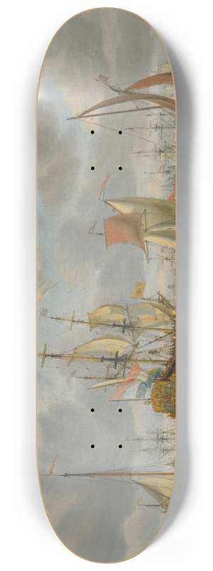 Abraham Storck - Shipping off Amsterdam with figures on a quay 8.25 inch art skate deck