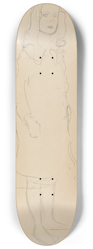 Gustav Klimt - Mda Primavesi, with coat, standing 8.25 inch art skate deck