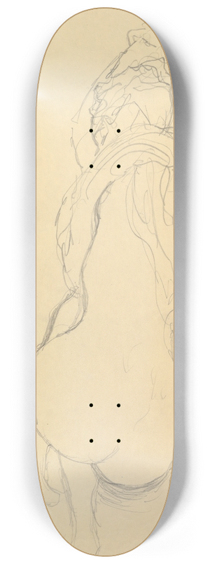 Gustav Klimt - Reclining Nude with Drapery, Back View 8.25 inch art skate deck
