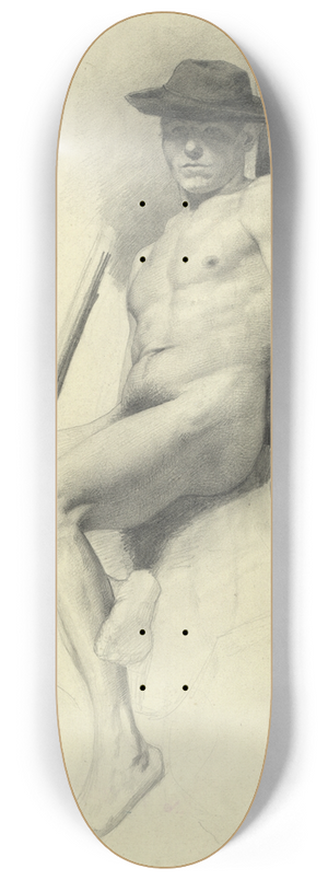 Gustav Klimt - Sitzender mnnlicher Akt mit Hut 8.25 inch art skate deck