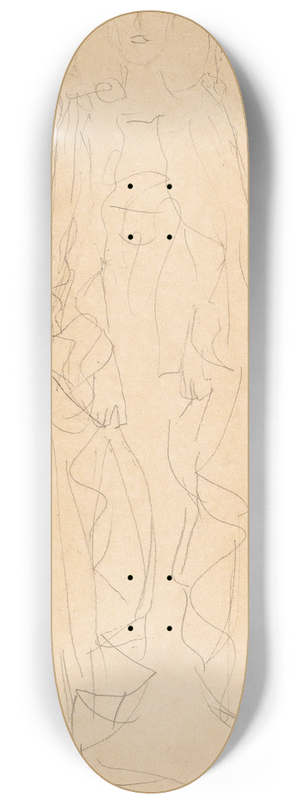 Gustav Klimt - Standing lady with cape from the front (Study for the portrait of Adele Bloch-Bauer) 8.25 inch art skate deck