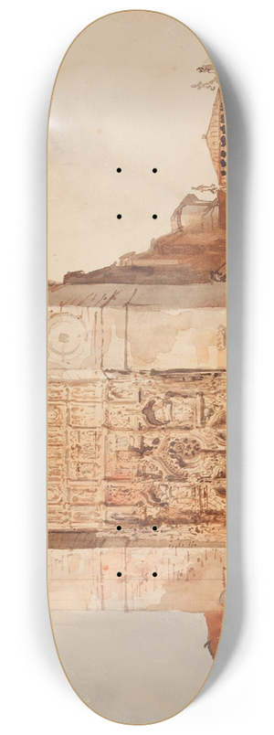 Genaro Prez Villaamil - Church of Saint Paul, Valladolid 8.25 inch art skate deck