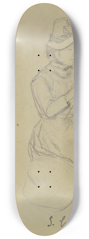 Gustav Schraegle - Strickendes Mdchen mit Hut 8.25 inch art skate deck