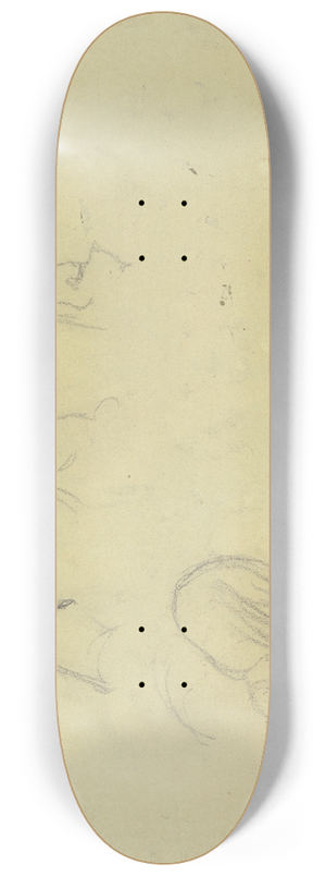 Gustav Schraegle - Studienblatt; Mdchen mit schulterlangem Haar, zweimal als Brustbild von vorn, einmal sitzend von der Seite 8.25 inch art skate deck