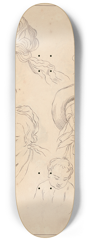 Hamlet Winstanley - Various Sketches of Heads 8.25 inch art skate deck