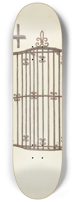 Geoffrey Holt and Harry Mann Waddell - Iron Grille at Window  Restoration Drawing 8.25 inch art skate deck