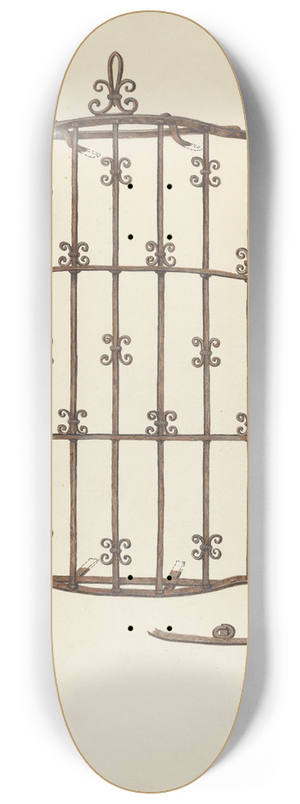 Geoffrey Holt and Harry Mann Waddell - Iron Window Grille 8.25 inch art skate deck