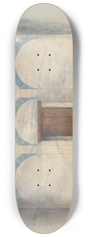 Geoffrey Holt and Harry Mann Waddell - Restoration Drawing 8.25 inch art skate deck