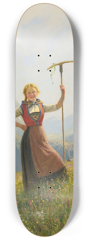 Hans Dahl - Peasant Girl With A Rake 8.25 inch art skate deck
