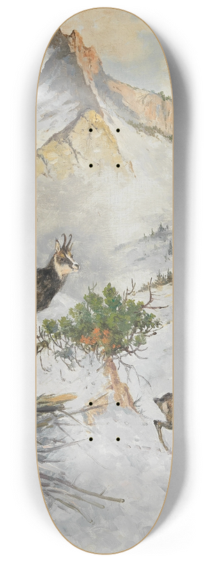 Georg Berger - Chamois in a Winter Landscape 8.25 inch art skate deck