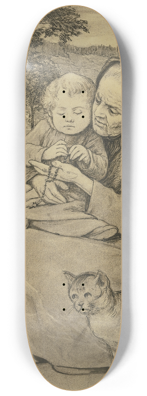 Hans Thoma - Sitzende alte Frau mit Kind 8.25 inch art skate deck