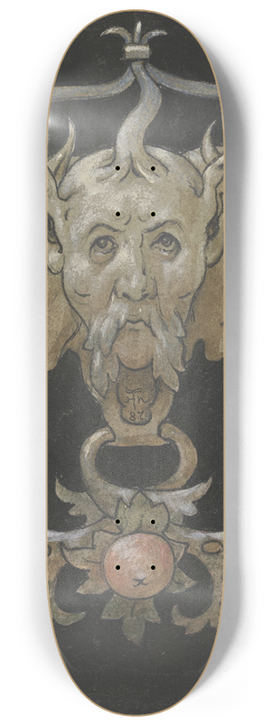 Hans Thoma - Three satyr masks 8.25 inch art skate deck