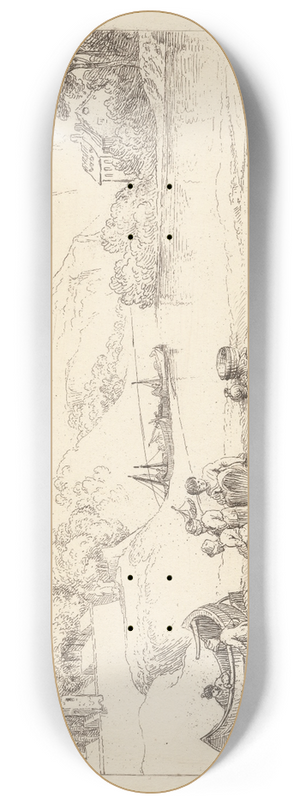 George Arnald - Meuse and Sambre, from the Gate of the Sambre 8.25 inch art skate deck