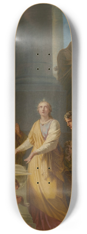 Heinrich Friedrich Fger - Saint Catherine arguing against pagan philosophers before Emperor Maxentius 8.25 inch art skate deck