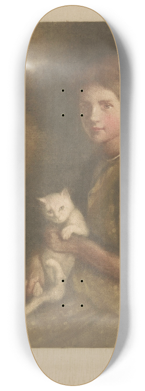 Heinrich M. Krabb - Girl with a cat on her lap 8.25 inch art skate deck