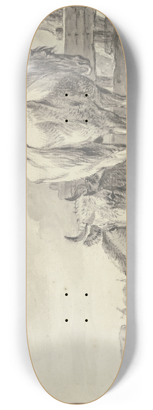 Heinrich Wilhelm Schweickhardt - Eine Kuh und ein Pferd an einem Bretterzaun 8.25 inch art skate deck