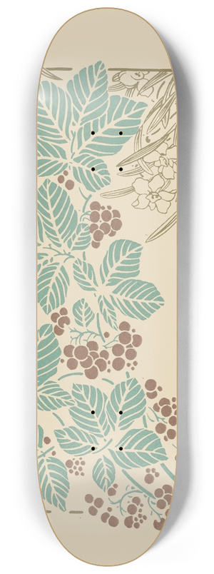 George Auriol - Abstract design based on leaves, grass, and flowers 8.25 inch art skate deck