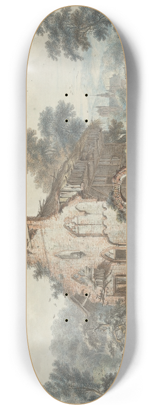 Hendrik de Meyer II - Rustic Watermill in a Gothic Ruin 8.25 inch art skate deck