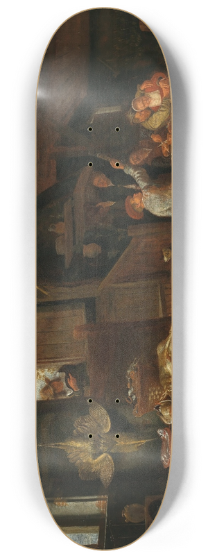 Hendrik Martensz. Sorgh - A kitchen interior with peasants carousing 8.25 inch art skate deck