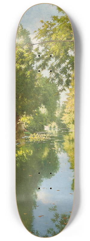 Henri Biva - Punts moored on still waters 8.25 inch art skate deck