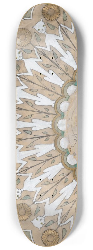 Henri-Charles Gurard - Fan Design with Cats and Sunflowers 8.25 inch art skate deck