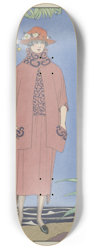 George Barbier - A palm beach ; Tailleur, de Worth 8.25 inch art skate deck