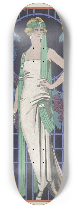George Barbier - Des robes dans la nuit ; Robe du soir, de Worth 8.25 inch art skate deck George Barbier - Des robes dans la nuit ; Robe du soir, de Worth 8.25 inch art skate deck