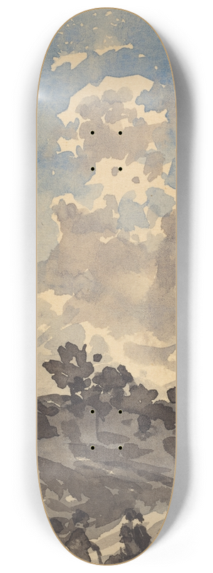 Henri-Joseph Harpignies - A Landscape with Figures Walking along a Path 8.25 inch art skate deck