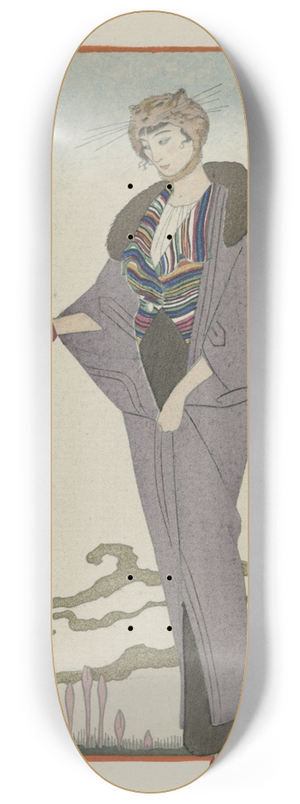 George Barbier - Les Colchiques ; Manteau de voyage de Paquin. 8.25 inch art skate deck George Barbier - Les Colchiques ; Manteau de voyage de Paquin. 8.25 inch art skate deck