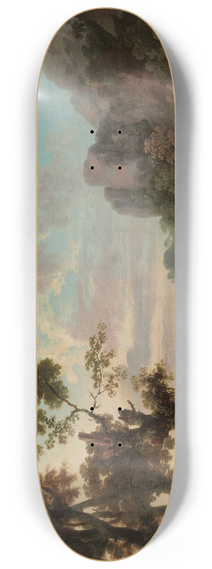 George Barret - A wooded landscape with a lake, anglers in the foreground 8.25 inch art skate deck George Barret - A wooded landscape with a lake, anglers in the foreground 8.25 inch art skate deck
