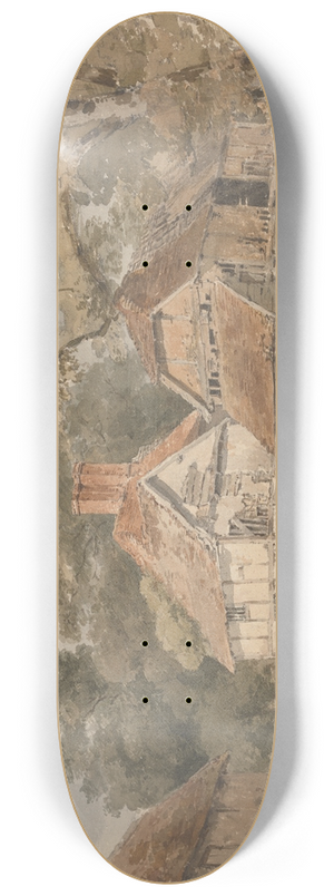 Henry Edridge - Farm Buildings among Trees 8.25 inch art skate deck