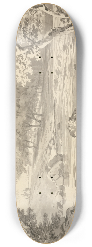 George Barret - River with Angler 8.25 inch art skate deck