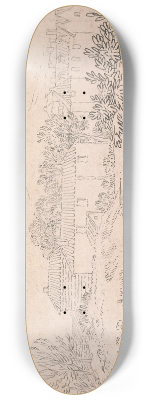 Alexander Cozens - Houses by an Italian Lake 8.25 inch art skate deck