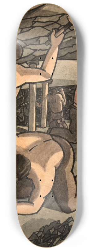 George Bissill - Coal miners at work, cutting coal and propping 8.25 inch art skate deck George Bissill - Coal miners at work, cutting coal and propping 8.25 inch art skate deck
