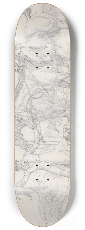 Henry Thomas Alken - Scraps, No. 26: Hunting  The Kill, Fox About to be Thrown to the Hounds 8.25 inch art skate deck