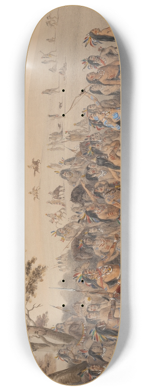 George Catlin - Game of the Arrow 8.25 inch art skate deck
