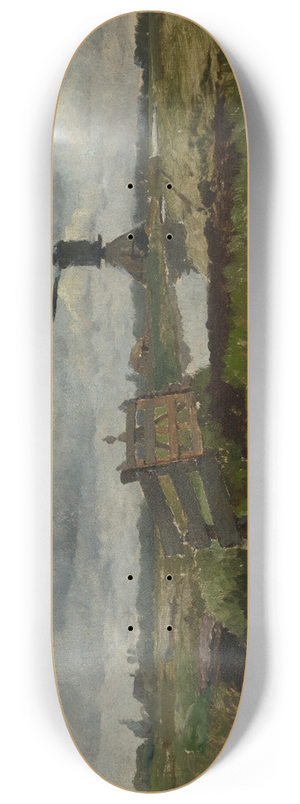 Hermann Baisch - Hollndische Landschaft mit Windmhle 8.25 inch art skate deck