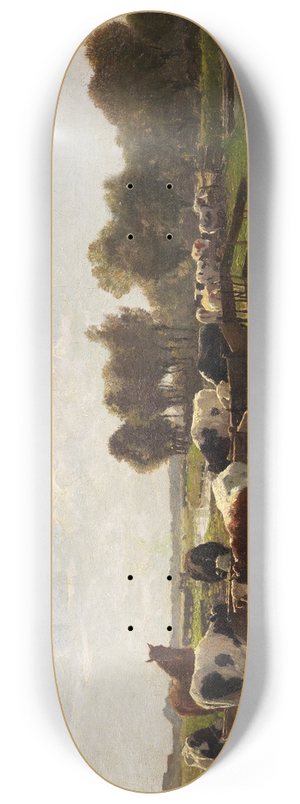 Hermann Baisch - Weidetiere in Flusslandschaft 8.25 inch art skate deck