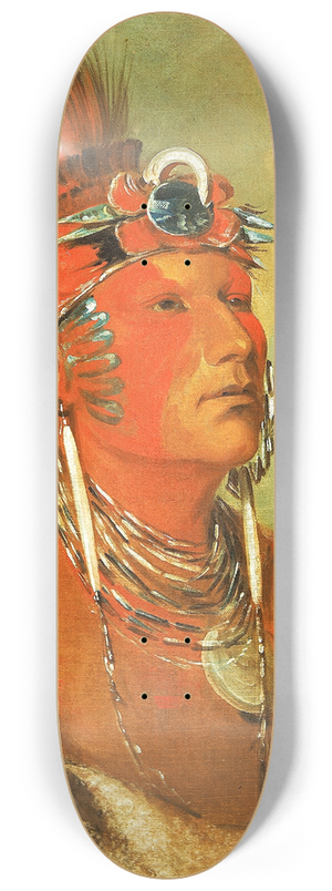 George Catlin - Jee-H-O-H-Shah, Cannot Be Thrown Down, a Warrior 8.25 inch art skate deck