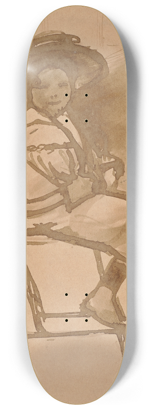 Hermann Lismann - Frau mit Hut, auf einem Stuhl sitzend 8.25 inch art skate deck