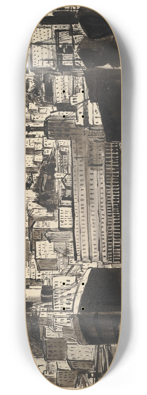 Hermann Lismann - Harbour view of Genoa 8.25 inch art skate deck