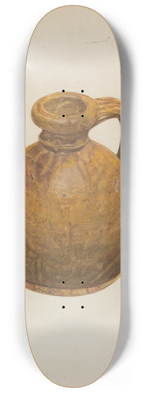 Herman O. Stroh - Yellow Stoneware Jug 8.25 inch art skate deck
