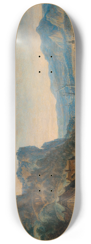Herman Saftleven - A Rhenish river landscape with trading vessels 8.25 inch art skate deck